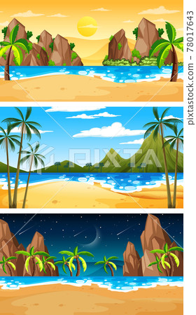 Set of different forest horizontal scenes in different times Set of different forest horizontal scenes in different times 78017643