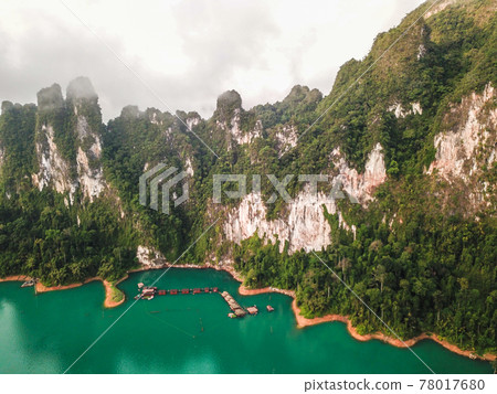 Khao sok aerial view in national park in thailand Khao sok aerial view in national park in thailand 78017680