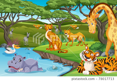 Wild animals in the jungle - Stock Illustration [78017713] - PIXTA