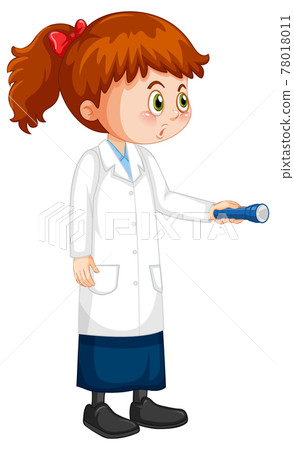 Cute girl cartoon character wearing science lab coat Cute girl cartoon character wearing science lab coat 78018011