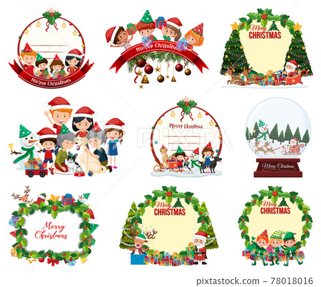 Set of blank Christmas postcard and logo isolated Set of blank Christmas postcard and logo isolated 78018016