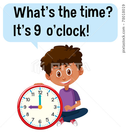 Telling time with a boy holding a clock Telling time with a boy holding a clock 78018019