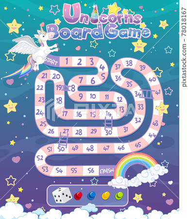 Board Game for kids in unicorn pastel color style template Board Game for kids in unicorn pastel color style template 78018167