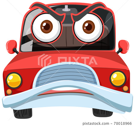 Red vintage car cartoon character with angry face expression on white background Red vintage car cartoon character with angry face expression on white background 78018966