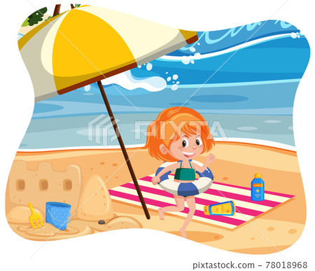 Happy girl at the beach Happy girl at the beach 78018968