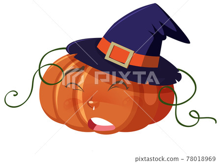 Cute pumpkin cartoon character with scared face expression on white background Cute pumpkin cartoon character with scared face expression on white background 78018969