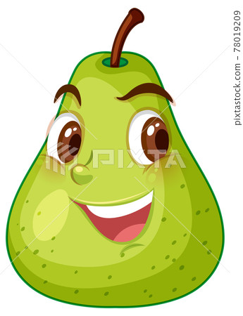 Green pear cartoon character with happy face... - Stock Illustration ...