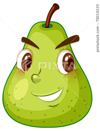 Green pear cartoon character with happy face... - Stock Illustration ...