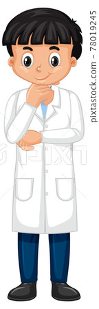 A boy cartoon character wearing laboratory coat 78019245