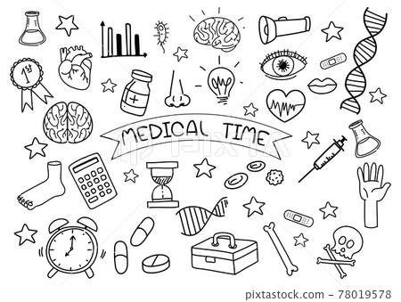 Medical element in doodle or sketch style isolated on white background 78019578