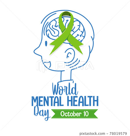 World Mental Health Day banner or logo isolated on white background 78019579