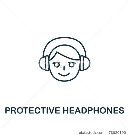 Protective Headphones icon from work safety collection. Simple line element Protective Headphones symbol for templates, web design and infographics Protective Headphones icon from work safety collection. Simple line element Protective Headphones symbol for templates, web design and infographics 78020190