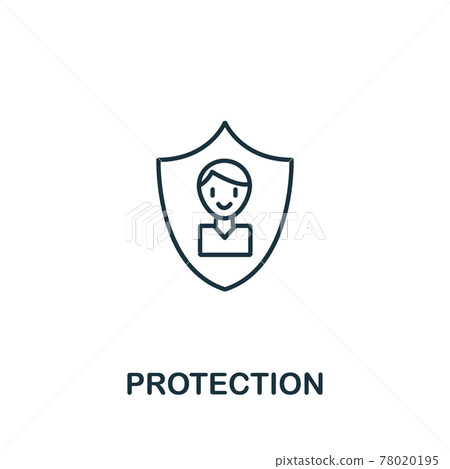 Protection icon from work safety collection. Simple line element Protection symbol for templates, web design and infographics 78020195