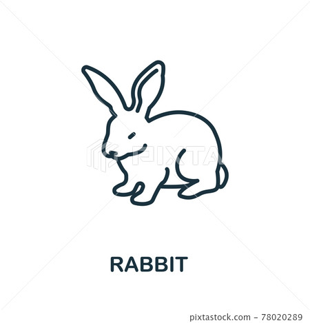 Line Icons Rabbit Rabbit icon from wild animals collection.... - Stock Illustration ...