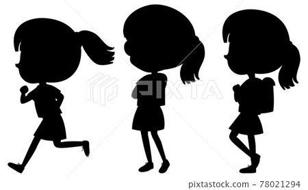 Cartoon character of kids silhouette on white background Cartoon character of kids silhouette on white background 78021294