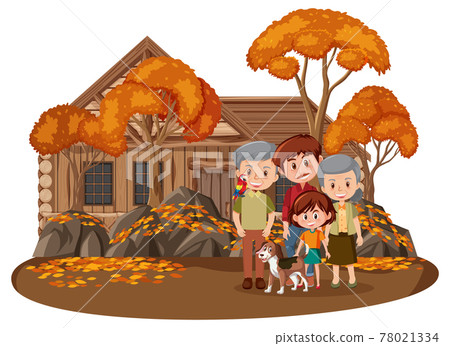 Happy family in the park with many autumn tree Happy family in the park with many autumn tree 78021334