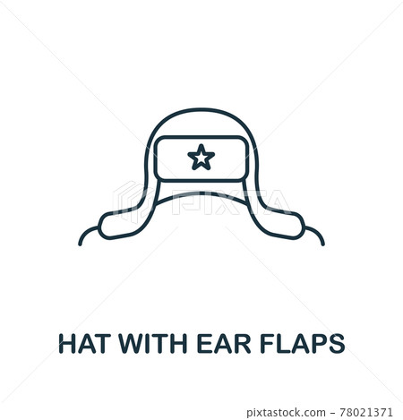 Hat With Ear Flaps icon from russia collection. Simple line Hat With Ear Flaps icon for templates, web design and infographics Hat With Ear Flaps icon from russia collection. Simple line Hat With Ear Flaps icon for templates, web design and infographics 78021371