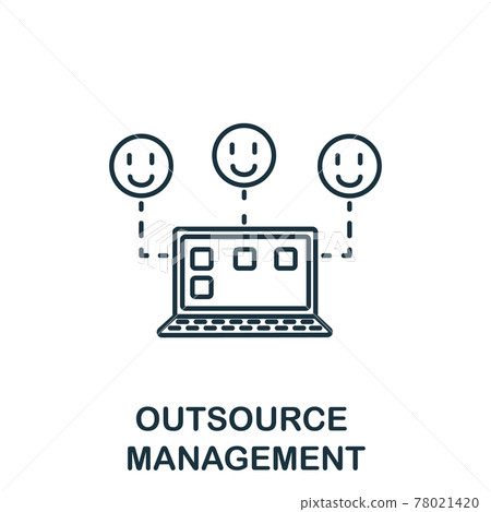 Outsource Management icon from reputation management collection. Simple line element Outsource Management symbol for templates, web design and infographics 78021420