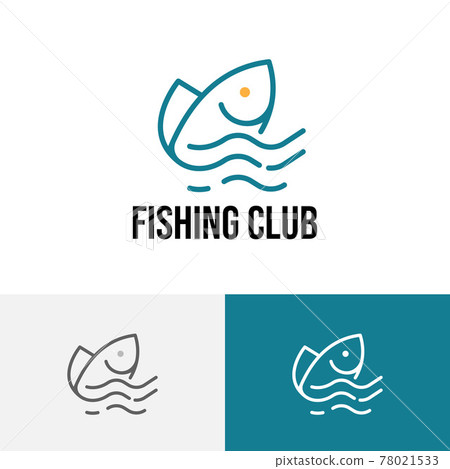 Fish Water Wave Fishing Club Monoline Logo Fish Water Wave Fishing Club Monoline Logo 78021533