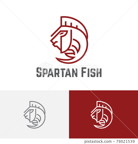 Brave Spartan Soldier Fish Monoline Logo Symbol Brave Spartan Soldier Fish Monoline Logo Symbol 78021539