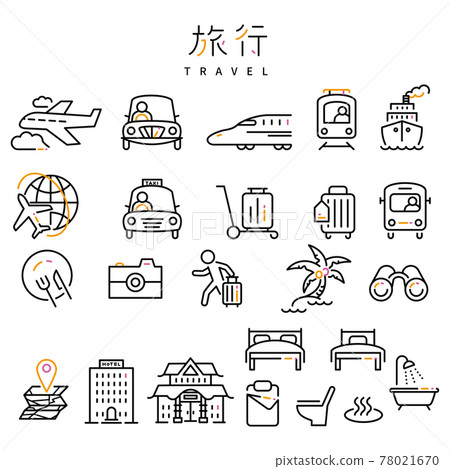 Line drawing 3 color icon travel black 78021670