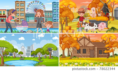 Set of different nature background scenes 78022344