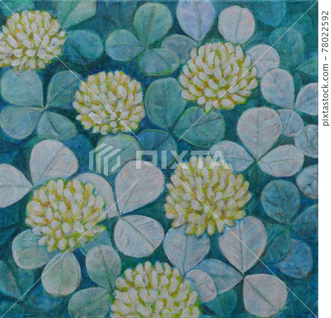 A hand-painted picture with a calm atmosphere with four leaves in a three-leaf clover A hand-painted picture with a calm atmosphere with four leaves in a three-leaf clover 78022592