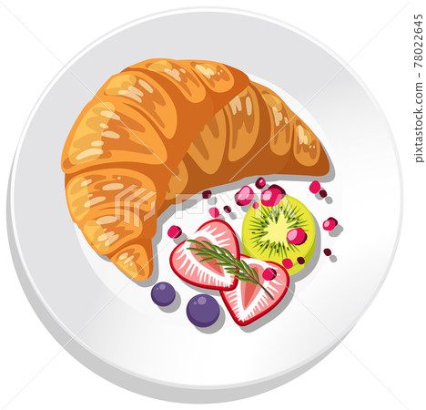 Top view of breakfast set on a dish isolated Top view of breakfast set on a dish isolated 78022645