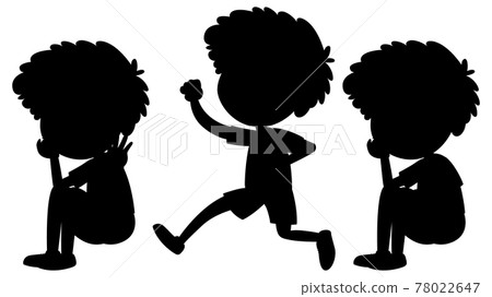 Cartoon character of kids silhouette on white background Cartoon character of kids silhouette on white background 78022647