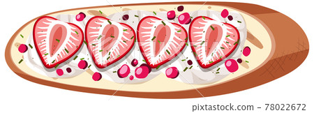 Top view of a bread with strawberry isolated 78022672