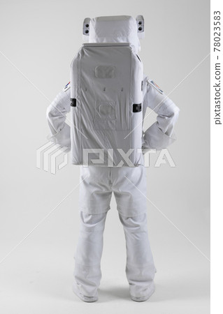 lively astronaut hands on the waist, white background 78023583