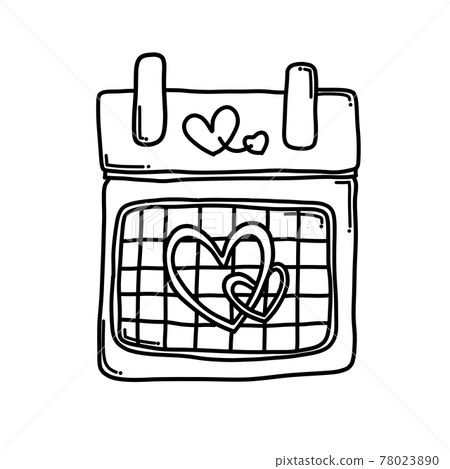 Calendar with heart Doodle vector icon. Drawing sketch illustration hand drawn cartoon line eps10 Calendar with heart Doodle vector icon. Drawing sketch illustration hand drawn cartoon line eps10 78023890
