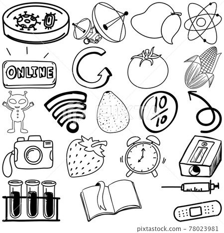Set of item and symbol hand drawn doodle Set of item and symbol hand drawn doodle 78023981
