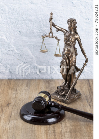 crime and law concept, statue of justice and gavel 78024231