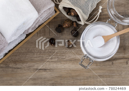 Zero waste concept, soap nut and carbonated soda 78024469