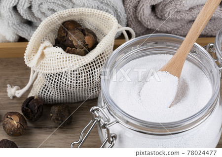 Zero waste concept, soap nut and carbonated soda 78024477