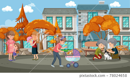 Park at daytime scene with people in the park Park at daytime scene with people in the park 78024658