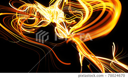 particles forms curled yellow lines like glow light trails, lines form swirling pattern like curle noise. Bright creative festive background. 3d render particles forms curled yellow lines like glow light trails, lines form swirling pattern like curle noise. Bright creative festive background. 3d render 78024670