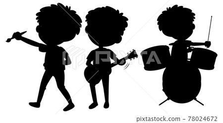 Cartoon character of kids silhouette on white background Cartoon character of kids silhouette on white background 78024672