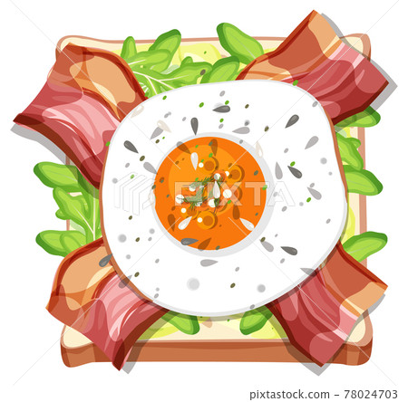 Top view of bread breakfast with topping 78024703