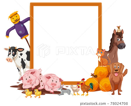 Empty banner with many farm animals Empty banner with many farm animals 78024708