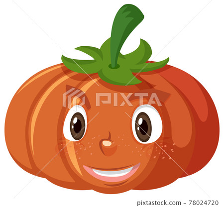 Cute pumpkin cartoon character with happy face expression on white background Cute pumpkin cartoon character with happy face expression on white background 78024720