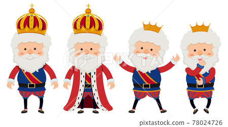 Cartoon character of a King with different poses Cartoon character of a King with different poses 78024726