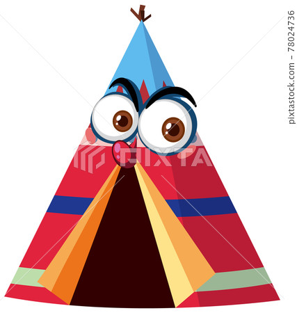 Camping tent with face expression on white background Camping tent with face expression on white background 78024736