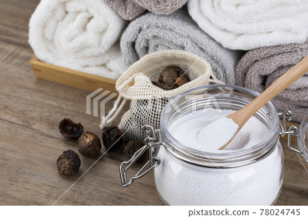 Zero waste concept, soap nut and carbonated soda 78024745