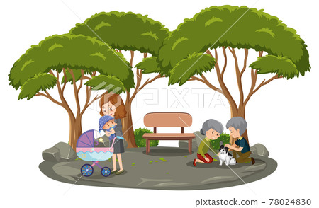 Mother with her children in the park isolated Mother with her children in the park isolated 78024830