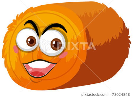 Round hay bale cartoon character with facial expression Round hay bale cartoon character with facial expression 78024848