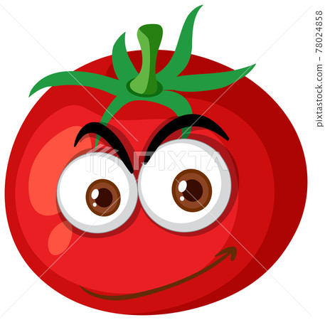 Tomato cartoon character with happy face expression on white background Tomato cartoon character with happy face expression on white background 78024858