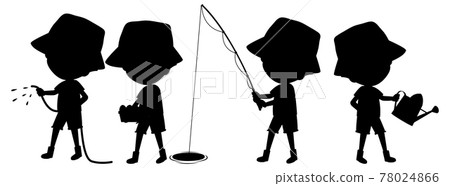 Cartoon character of kids silhouette on white background Cartoon character of kids silhouette on white background 78024866