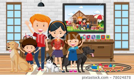 Happy family in the living room scene Happy family in the living room scene 78024878